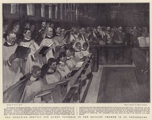 De Herdenkingsdienst voor Koningin Victoria in de Engelse Kerk in Sint-Petersburg door Frank Craig